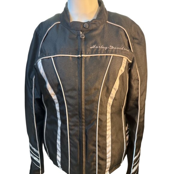 Harley-Davidson Women's Black Reflective Motorcycle  Jacket Size M Good Con - Picture 1 of 13